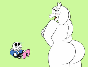 1boy 1girls ass booty breasts butt covering embarrassed embarrassed_nude_female enf female male nude sans supremekhi tagme toriel undertale