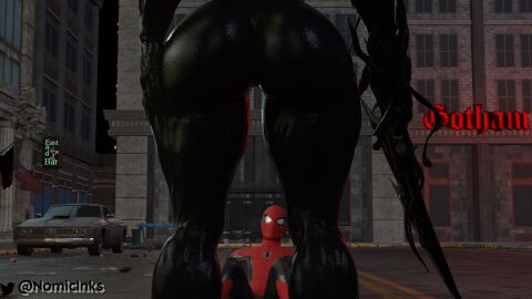 3d female femdom marvel marvel_comics she-venom spider-man spider-man_(series) sword symbiote