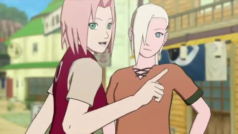 2girls 3d ai_generated ai_slop animated blonde_hair ino_yamanaka kissing long_hair naruto naruto_(series) naruto_shippuden open_mouth pervert pervert_female pink_hair public sakura_haruno short_hair sound tagme video yuri