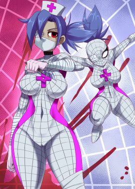 1girls big_breasts blush breasts erect_nipples female marvel marvel_comics nipples skullgirls spider-man_(series) spread_legs thick_thighs tobyllitos valentine_(skullgirls)