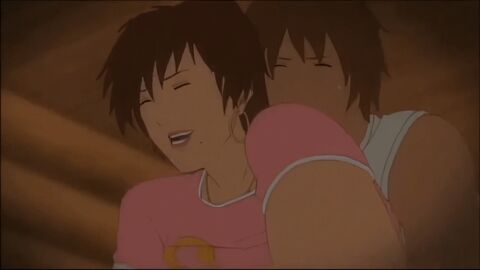1girls 2boys anal anal_sex animated bed bedroom brown_eyes brown_hair canonical_scene double_penetration erika_(gyo) gyo_tokyo_fish_attack hi_res moaning moaning_in_pleasure no_sound nude penis pussy sandwiched screencap sex short_hair threesome vaginal_penetration vaginal_sex