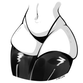 1girls belly belly_button black_and_white black_legwear black_panties curvy curvy_hips female female_only hip_focus monochrome nacu narrow_waist navel overflowing_thighs panties signature simple_background solo solo_female thick_thighs thigh_focus thighhighs thighs wide_hips