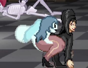 1futa balls_clench big_penis cumming doggy_style elvira elvira:_mistress_of_the_dark futa_on_female futanari ghost_girl light-skinned_female m.u.g.e.n no_sound spooky's_house_of_jump_scares spooky_(shojs) tagme video