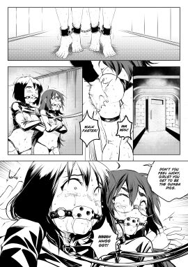 2girls ass_slap ball_gag barefoot black_and_white bondage chizuru_sakamoto collar comic comic_page crying drooling eudetenis feet female gag gagged glasses leash manga manga_page monochrome mrgagfoot restrained scared_expression shackled_ankles shackles spanking tagme text toes underwear