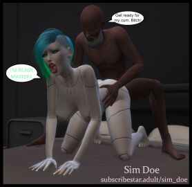 3d big_breasts brian_bentley(sim_doe) caption dilf doggy_style doggy_style_position doggystyle_position english english_text grey_skin interracial miss_bots(sim_doe) old_man original_characters robot robot_girl robot_humanoid roxy(sim_doe) sim_doe sims sims4 sims_4 speech_bubble speech_bubbles the_sims the_sims_4