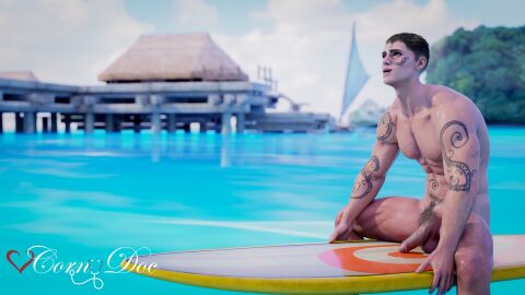 beach cornydoc face_tattoo flaccid flaccid_penis human_form island male male_focus male_only mortal_kombat mortal_kombat_1_(2023) naked naked_male netherrealm_studios nude nude_male penis pubic_hair reptile_(mortal_kombat) reptile_humanoid resort solo solo_focus solo_male surfboard surfing syzoth tahiti wholesome wholesome_nudity