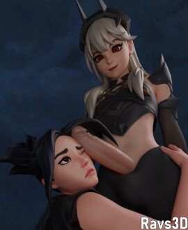 3d arm_around_waist armor armored_futa big_penis black_bottomwear black_eyelashes black_hair black_pupils black_topwear blender brown_eyes clothed clothed_female clothed_futa clothing duo eyebrows female fortnite fortnite:_battle_royale futa_on_female futanari glistening_eyes glistening_genitalia glistening_penis hair_tied head_accessory headgear headwear hime_(fortnite) huge_cock human imminent_oral intersex lexa_(fortnite) light-skinned_female light-skinned_futa light_skin long_hair looking_down nervous nervous_expression nighttime one_eye_closed pants penis penis_on_face penis_out penis_out_of_pants pink_lips princess_lexa_(fortnite) pupils ravs3d red_eyes shiny_eye shiny_eyes short_hair smile smiling stomach veiny veiny_penis white_hair
