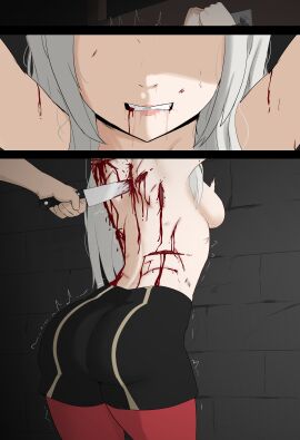 1girls ass back_view bleeding defeated defeated_heroine edelgard_von_hresvelg female fire_emblem:_three_houses gore guro humiliated humiliation kidnapped light-skinned_female light_skin lord_dante punishment ryona slave slave_girl thick_ass thick_thighs tied_hands white_hair wounded