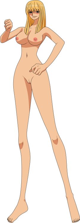 blonde-haired_female blue_eyes blush_stickers completely_nude female female_only fist hairless_pussy hand_on_hip kujaku_(one_piece) lionprideart naked nude nude_female one_piece pussy transparent_background