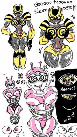 b-robo_kabutack big_breasts bondage breasts cyl4s dialogue drool female fondling_breasts happy_trance hypnosis hypnotic_breasts large_breasts robot robot_girl sleep_command sleeping smile spiderweb spiral spiral_eyes sweat symbol_in_eyes tentorina text