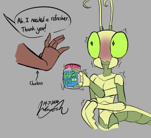 1girls after_orgasm antennae_(anatomy) anthro arthropod arthropod_abdomen azaan_(wayesh) blush bodily_fluids container cuntboy daniel_(wayesh) disembodied_hand duo exoskeleton featureless_chest female flat_chest genital_fluids genitals green_body green_exoskeleton green_sclera hi_res holding_container holding_jar holding_object human insects intersex mammal mandibles mantis nude_anthro nude_cuntboy original original_character original_characters pupils purple_pupils pussy pussy_juice_in_container pussy_juice_on_pussy pussy_milking reaching shaking signature slim_anthro slim_cuntboy true_flat_chest vaginal_fluids wayesh yellow_body yellow_exoskeleton