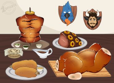 absurd_res animal_humanoid avian bad_end bird bluebird bovid bovid_humanoid bovine butchery cooking cooking_vore cooking_with_furs death dismemberment eastern_bluebird gore hi_res humanoid imminent_vore male male/male mammal mammal_humanoid neptune_mereaux oscine passerine peril tats_(antifreeze) thrush_(bird) zopilotemenu