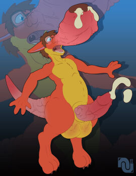 3_toes 4_fingers animal_genitalia anthro balls big_balls big_penis blue_eyes bodily_fluids brown_hair cock_transformation cum cum_from_nose cum_in_nose cum_inside digitigrade diphallia diphallism ejaculation eyewear feet fingers fur genital_fluids genitals glasses hair huge_balls huge_cock humanoid_genitalia humanoid_penis hyper hyper_balls hyper_genitalia hyper_penis kangaroo macropod male mammal marsupial multi_genitalia multi_penis nenanauso nose_cock nose_penis orgasm penis penis_nose penis_tail penis_transformation red_body red_fur ron_(fieron) sheath solo tail tail_genitals tail_penis toes transformation triphallia unusual_anatomy unusual_anatomy_placement unusual_genitalia_placement unusual_penis_placement unusual_tail vein veiny_balls veiny_penis yellow_body yellow_fur