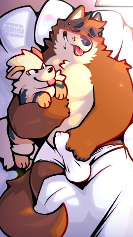 2024 5_fingers 9:16 anthro arcanine balls balls_outline bed bed_sheet bedding biped black_nose bodily_fluids brown_body brown_fur brown_hair brown_tail bulge bulge_grab canid canine canis closed_eyes clothing detailed_bulge ferik_(thefaultyone) fingers front_view fur furniture generation_1_pokemon genital_fluids genital_outline hair hand_on_bulge hi_res holding_object holding_plushie inside leaking_precum lying male male_only mammal nintendo nude on_back penis penis_outline pillow plushie pokemon pokemon_(species) precum precum_through_clothing precum_through_underwear shaded signature smile solo sweat sweatdrop tail thezestiestbone tongue tongue_out tuft underwear wet wet_clothing white_bed_sheet white_body white_fur window wolf