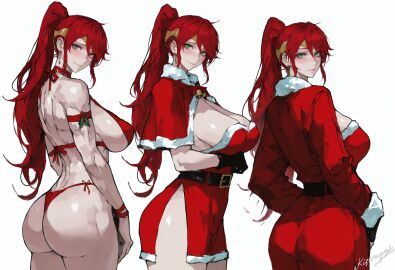 1girls ai_generated christmas christmas_clothing christmas_outfit kizirugai pyrrha_nikos rwby solo solo_female tagme