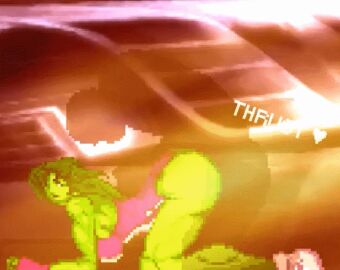 1boy 1girls all_fours ambiguous_penetration american_football american_football_player american_football_uniform animated animated_image brian_battler clothed_sex crossover doggy_style female from_behind from_behind_position gameoversfmm green-skinned_female green_hair green_skin hulk_(series) king_of_fighters leotard m.u.g.e.n male marvel marvel_comics pants pants_down penetration pixel_animation pixel_art she-hulk side_view snk superhero_costume superheroine tagme thick_thighs