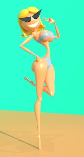 3d ass big_ass big_breasts blender blonde_hair breasts doll doll_joints female gluttondemon huge_ass huge_breasts knick_knack light_blue_background light_blue_bikini narrow_waist plastic short_hair smile sunglasses sunny_miami thighs thin_waist tiptoes
