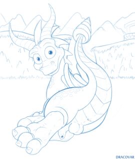 2019 3_toes absurd_res activision anus ass balls claws detailed_background dorsal_frill dracovar_valeford dragon feet feral flaccid folded_wings foreskin frill_(anatomy) full-length_portrait genitals hi_res horn humanoid_genitalia humanoid_penis line_art long_foreskin looking_at_viewer looking_back lying male male_feral mountain mythological_creature mythological_scalie mythology on_side outside penis portrait presenting presenting_anus presenting_hindquarters raised_tail scales scalie soles solo spyro spyro_the_dragon tail toes uncircumcised well wings