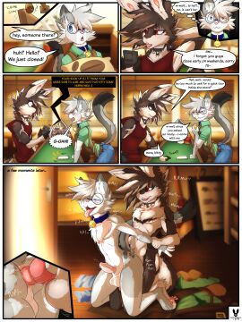 3:4 absurd_res after_hours ahe_gao anal anal_sex animal_genitalia animal_penis anthro anthro_on_anthro anthro_penetrated anthro_penetrating apron backsack balls ballsack bell bell_collar belt blue_collar blue_eyes bodily_fluids bottomwear casual_sex chest_tuft closet clothing coffee_shop collar collared_shirt comic countertop cutaway cutefckngbunny denim denim_bottomwear denim_clothing dipstick_ears dipstick_fingers dipstick_tail dipstick_toes domestic_cat door doorway duo ear_markings electronics english_text eye_scar eyewear facial_scar felid feline feline_genitalia feline_penis felis flirting from_behind_position fur gay genital_fluids genitals glasses gold_bell greeting grey_body grindr hair held_by_wrists hi_res holding_arms hoodie jeans knot knotted_penis lagomorph leporid looking_pleasured male male/male male_penetrated male_penetrating male_penetrating_male mammal markings multicolored_ears nixuelle open_mouth open_smile pants pawpads penetration penile_spines penis phone precum rabbit red_eyes scar semi_public sex sheath shirt smile spots spotted_markings store surprised_expression tail tail_markings tank_top teeth text tongue tongue_out topwear tuft unprofessional_behavior yukito_sinion