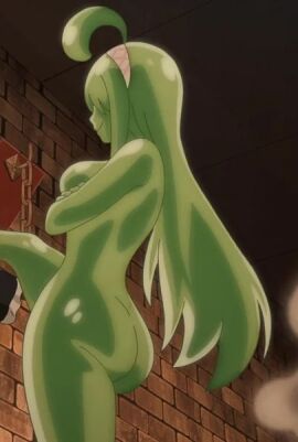 ahoge alien anime anime_character anime_girl curvy_female curvy_figure curvy_hips dimples_of_venus dominance dungeon edens_zero feet female_focus foot foot_focus green_body green_hair green_skin hairband headwear hiro_mashima kabedon long_hair maria_slime maria_slime_(edens_zero) naked no_sex nude nudity shining slime slime_girl slimy smiling thicc thick thick_ass thick_thighs venus_dimples villain villainess_dom voluptuous voluptuous_female waifu