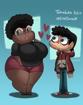 adria_clemente_da_silva bbw big_breasts black_female breasts chibi chocolate_and_vanilla cute dark-skinned_female dark_skin fat female glasses interracial lansa_perfume light-skinned_female lipetorrada's_girlfriend male shy_male skin_contrast torradinhafeliz