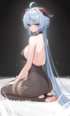 1girls absurd_res absurdres adult ahoge ass ass_cleavage ass_crack back bare_armpits bare_back bare_hands bare_shoulders big_breasts black_background black_choker black_legwear black_pantyhose blue-haired_female blue_eyebrows blue_hair blush blushing_female breasts butt_crack butt_crack_outline choker dark_background dot_nose elbows eyebrows_visible_through_hair feet female female_focus female_only fingers full_body ganyu_(genshin_impact) genshin_impact groin hair_between_eyes half_naked hand_on_leg hand_on_own_leg hand_on_own_thigh hand_on_thigh hands_on_lap high_resolution highres horn horns hourglass_figure kneeling knees large_breasts legs legwear leotard light-skinned_female light_skin long_hair looking_at_viewer naked naked_female nape nude nude_female pantyhose purple-eyed_female purple_eyes red_horn red_horns rella2930 rikui_(rella2930) shoulders sideboob simple_background sitting sitting_on_floor sitting_on_ground sitting_on_knees slender_body slender_waist slim_female slim_waist soles solo stirrup_legwear thick_ass thick_thighs thighs thin_waist toes v-line white_background wide_hips