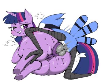 anal anal_sex anthro anus ass avian balls big_ass big_butt bird blue_body blue_jay blush cartoon_network corvid duo emanata equid equine female feral ferretidk friendship_is_magic genitals hasbro hi_res horse jay_(bird) looking_back looking_pleasured lying male male/female mammal mordecai_(regular_show) my_little_pony new_world_jay on_side oscine passerine penetration penile penile_penetration penis penis_in_ass pony princess_twilight_sparkle_(mlp) purple_body purple_eyes pussy regular_show simple_background size_difference smile twilight_sparkle_(mlp)