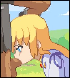 1boy 1girl 1girls 2d 2d_animation 60fps animated balls blonde_hair blowjob blue_eyes clothed clothed_sex clothing colette_brunel cum cum_in_mouth cum_inside dainapp dark-skinned_male dark_skin fellatio female framerate_edit hand_on_head high_framerate interpolated kyrieru light-skinned_female light_skin long_hair looking_at_viewer male male_pov mp4 no_sound open_mouth oral oral_sex outdoors penis pixel_animation pixel_art pov shorter_than_30_seconds source_request straight tagme tales_of_(series) tales_of_symphonia testicles video