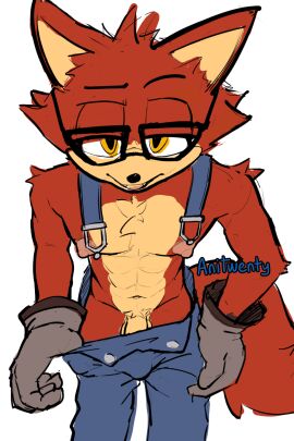 anitwenty anthro bedroom_eyes big_nipples big_penis canid canine canis chest_tuft clothed clothing eyewear fur gadget_the_wolf genital_outline genitals glasses gloves handwear hi_res looking_at_viewer male male_only mammal narrowed_eyes nipples overalls overalls_down overalls_only overalls_pull partially_clothed penis red_body revealing_penis seductive sega solo sonic_(series) sonic_forces sonic_the_hedgehog_(series) standing tuft undressing wolf