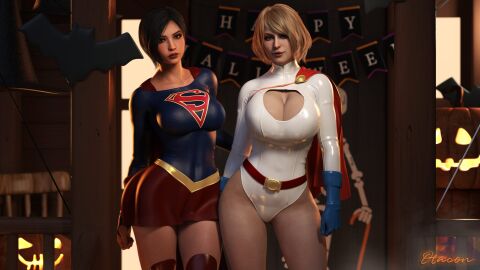 2girls 3d ada_wong ada_wong_(adriana) ashley_graham ashley_graham_(ella_freya) big_ass big_breasts big_thighs black_hair blonde_hair blue_gloves breasts capcom cleavage cosplay crossover crossover_cosplay curvaceous curvy curvy_figure dc dc_comics female female_only gloves halloween halloween_costume hips huge_ass huge_breasts huge_thighs large_ass large_breasts large_thighs light-skinned_female light_skin mature mature_female multiple_females multiple_girls otacon212 power_girl_(cosplay) resident_evil resident_evil_2 resident_evil_4 slim_waist supergirl_(cosplay) supergirl_(series) superman_(series) thick thick_hips thick_legs thick_thighs thighs voluptuous waist wide_hips