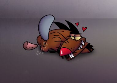 1boy 4_fingers 4_toes absurd_res animal_penis anthro anus ass balls ballsack beaver biped black_eyes body_fur brown_body brown_fur buckteeth cum cum_in_ass cum_inside daggett_beaver dildo disembodied_penis erection feet fingers furry_balls gradient_background half-closed_eyes hi_res johnofe looking_back lying male male_only mammal narrowed_eyes nickelodeon nude nude_male partial_male penis raised_tail red_nose rodent scrotum semi-anthro sex_toy sharp_teeth simple_background smile smooth_penis solo tail teeth testicles the_angry_beavers toes toony toy whiskers