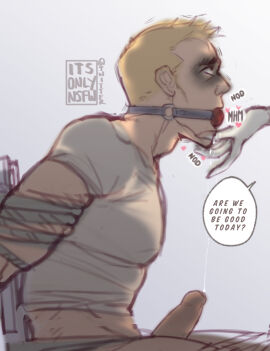 1boy ball_gag ballgagged big_penis bondage boner call_of_duty call_of_duty_modern_warfare_2_(2022) disembodied_hand drool drooling erect_penis erection gagged gay ghost_(modern_warfare_2) itsonlynsfw large_penis male malesub penis pinup restrained rope rope_bondage simon_riley submission submissive tied tied_arms tied_to_chair tied_up