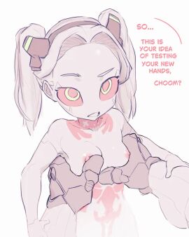 1girls animated artificial_eye breast_grab breast_squeeze breast_squish breasts broecchi colored_sclera colored_skin completely_nude cyberpunk cyberpunk:_edgerunners cyberpunk_(series) cyberpunk_2077 cyborg female female_only grabbing_breasts green_eyes green_hair long_hair looking_at_viewer mechanical_eye neck_tattoo nipples nude nude_female parted_lips petite pussy rebecca_(edgerunners) red_pupils red_sclera rodecchi small_breasts solo standing stomach_tattoo tagme tattoo uncensored vagina white_skin