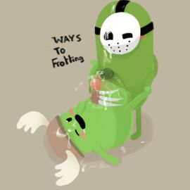 antlers bean_(dumb_ways_to_die) botch_(dumb_ways_to_die) clod_(dumb_ways_to_die) cum cum_on_face dumb_ways_to_die frotting male/male mask