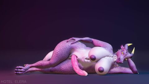 3d anthro big_breasts breasts dragon dragon_futa dragon_girl female furry futa_only futanari game hotel_elera intersex penis pink_skin sapphire vr