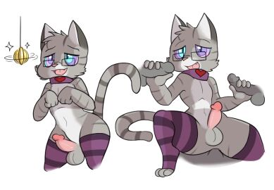 2017 anthro balls canid canine canis clothed clothing collar digital_drawing_(artwork) digital_media_(artwork) domestic_dog double_handjob eyewear felid feline felis femboy fur genitals glasses handjob happy happy_trance hypnosis jake_(blazingpelt) legwear male mammal mind_control nude pendulum penile penis sex smile spiral_eyes submissive submissive_male thigh_highs thigh_highs_only topless topless_anthro topless_male wuvvums