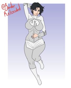 1girls anissa ass back_view big_ass black_hair borderreloaded dakimakura dakimakura_design female front_view image_comics invincible solo