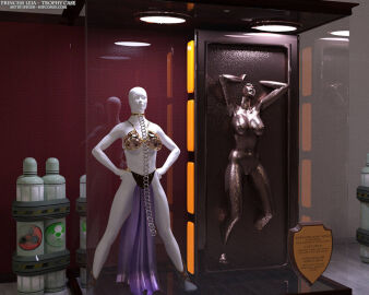 3d carbonite carbonite_freeze completely_nude female frozen mannequin nude nude_female princess_leia_organa slave_leia_costume star_wars thejpeger trophy_case