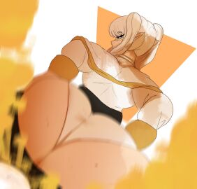 1girls ass ass_cleavage ass_crack big_ass big_butt butt_crack english_text fart fart_cloud fart_fetish farting female frieren green_eyes melissaalli panties pants_down pointy_ears rear_view solo_female sousou_no_frieren text twintails viewed_from_behind white_hair white_panties