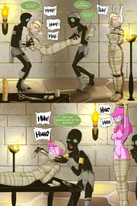 adventure_time armbinder bondage both_sexes_in_same_situation boxbinder female finn_the_human fionna_the_human_girl gmil male male_and_female_subs monoglove muffled mummification mummy prince_gumball princess_bubblegum
