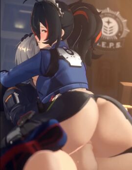 1boy1girl 3d animated animation black_hair blender bubble_butt chair cowgirl_position gray_hair holding_waist hoyoverse moaning_in_pleasure penetration police police_uniform policewoman psydevil riding rougenine sound sound_edit tagme video wide_hips wise_(zenless_zone_zero) zenless_zone_zero zhu_yuan