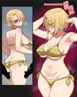 bikini blaze_of_the_gem blush breasts butt_crack female gilbert_kurogane large_breasts male penis swimsuit thighs
