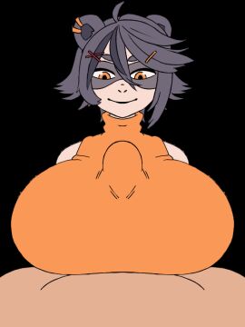 1boy 1girls 2d 2d_(artwork) 2d_animation 2d_artwork 3:4 animated animated_gif beat_banger big_breasts big_penis boobjob breasts clothed_female_nude_male female female_focus gif handsfree_paizuri huge_breasts huge_cock indie_virtual_youtuber light-skinned_female light-skinned_male light_skin male male/female male_pov mask masked_female orange_eyes orange_shirt paizuri paizuri_under_clothes penis snuffy straight toriel_beat_banger transparent_background vertical_video virtual_youtuber