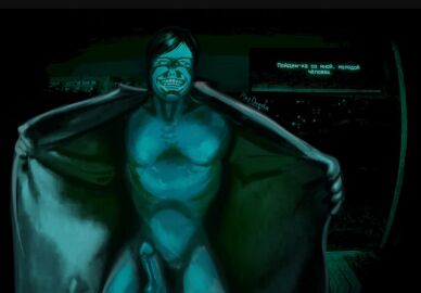 analog_horror big_penis bo_sinn bo_sinn_posing dark_background dark_hair doppelganger exhibitionism freaky light-skinned_male light_skin male male_only maniac meme mrsdaqota no i'm_not_a_human no i'm_not_a_human_(meme) no_nipples pale-skinned_male pale_skin pale_visitor penis rom_pom_pom russian_text scary_face skinny_male solo_focus spread_legs sprite sprite_art stranger translation_request ugly