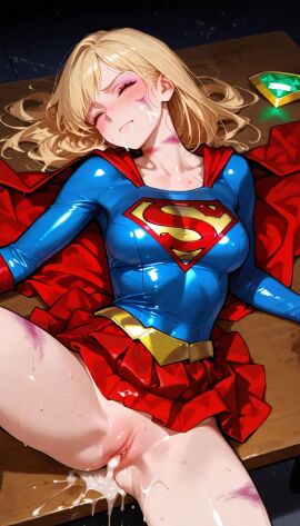 after_sex ai_generated bruised bruised_leg cum_in_pussy kryptonite supergirl superheroine