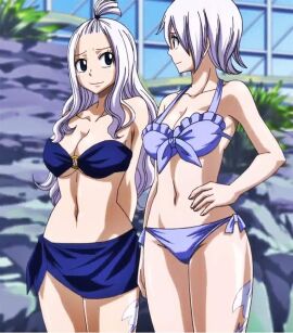 2d 2girls animated anime anime_screencap big_breasts big_tits bikini bikini_bottom bikini_top breasts ecchi fairy_tail fairy_tail_mark fanservice female large_breasts leg_tattoo lisanna_strauss mirajane_strauss multiple_females multiple_girls official_art screencap screenshot sexy smile tattoo white-haired_female white_hair white_tattoo