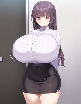 ai_generated female huge_breasts office_lady please_don't_bully_me nagatoro purple_hair red_eyes sana_sunomiya tsundere