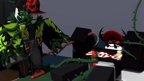 2boys 3d animated block_tales crossover gif griefer_(block_tales) pest_(regretevator) pride_pin regretevator roblox roblox_game robloxian skateisbased tagme tentacle