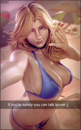 1girls 3d beach big_breasts bikini blonde_female blonde_hair breasts fantastic_four female invisible_woman invisible_woman_(marvel_rivals) looking_at_viewer marvel marvel_comics marvel_rivals mrcourage616 selfie snapchat sue_richards sue_storm text