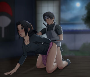 1boy 1girls adult age_difference all_fours ambiguous_penetration anbu_(naruto) arm_behind_back arm_grab arm_guards bent_over black-haired_female black-haired_male black_eyes black_hair blush breasts cheating cheating_wife cheating_with_son clothed_sex doggy_style female fucked_from_behind hair_grab high_resolution housewife incest indoors kneeling konohagakure_symbol long_hair male male/female milf mother_and_son naruto naruto_(classic) naruto_(series) naruto_shippuden ninja no_panties noxdsa older_female older_female_and_younger_male pants pants_down shinobi shirt skirt_lift straight sweat taken_from_behind teenager uchiha_itachi uchiha_mikoto uchiha_symbol uncensored vest wife younger_male